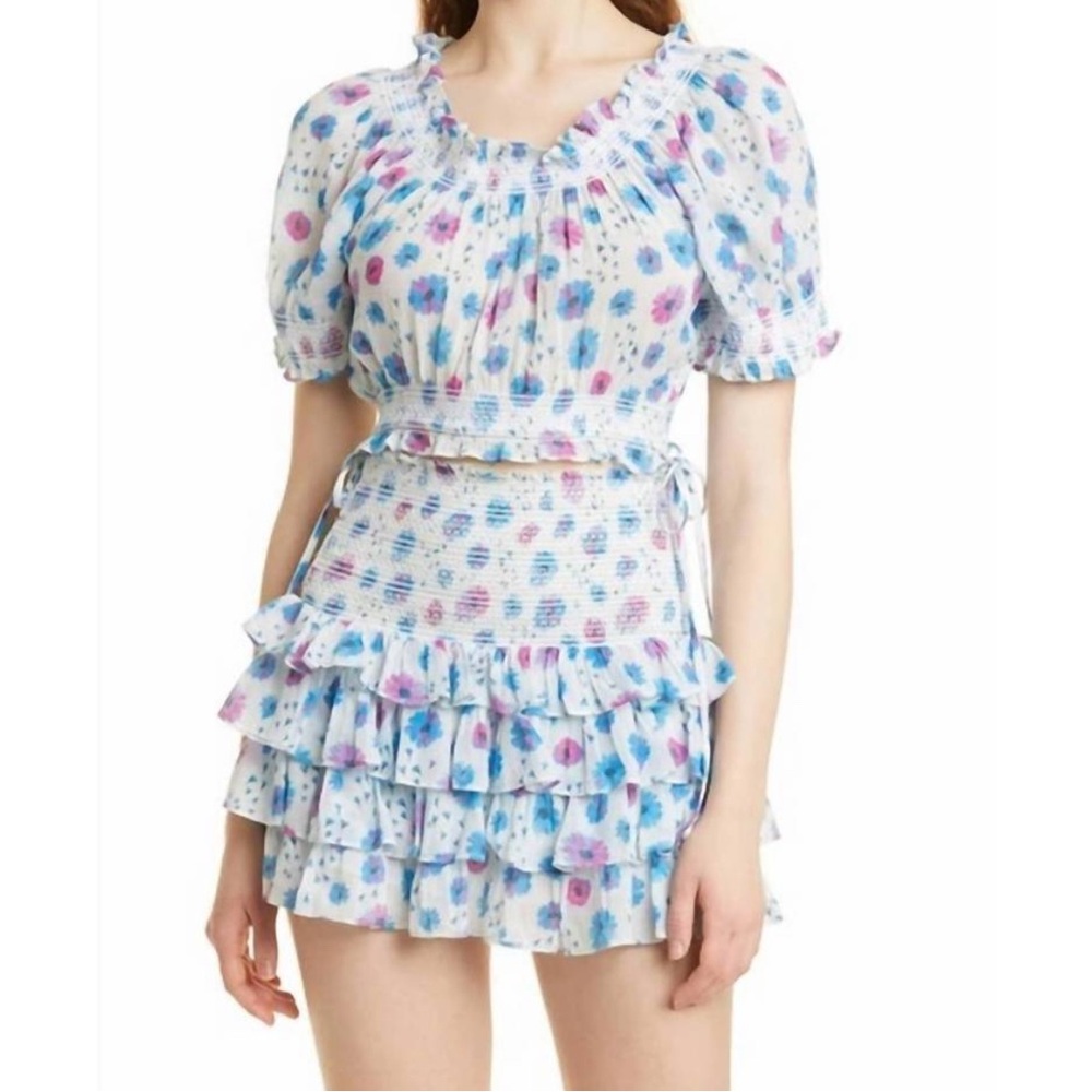 LOVESHACKFANCY Floral Ruffle Mini Skirt - Picture 3 of 3